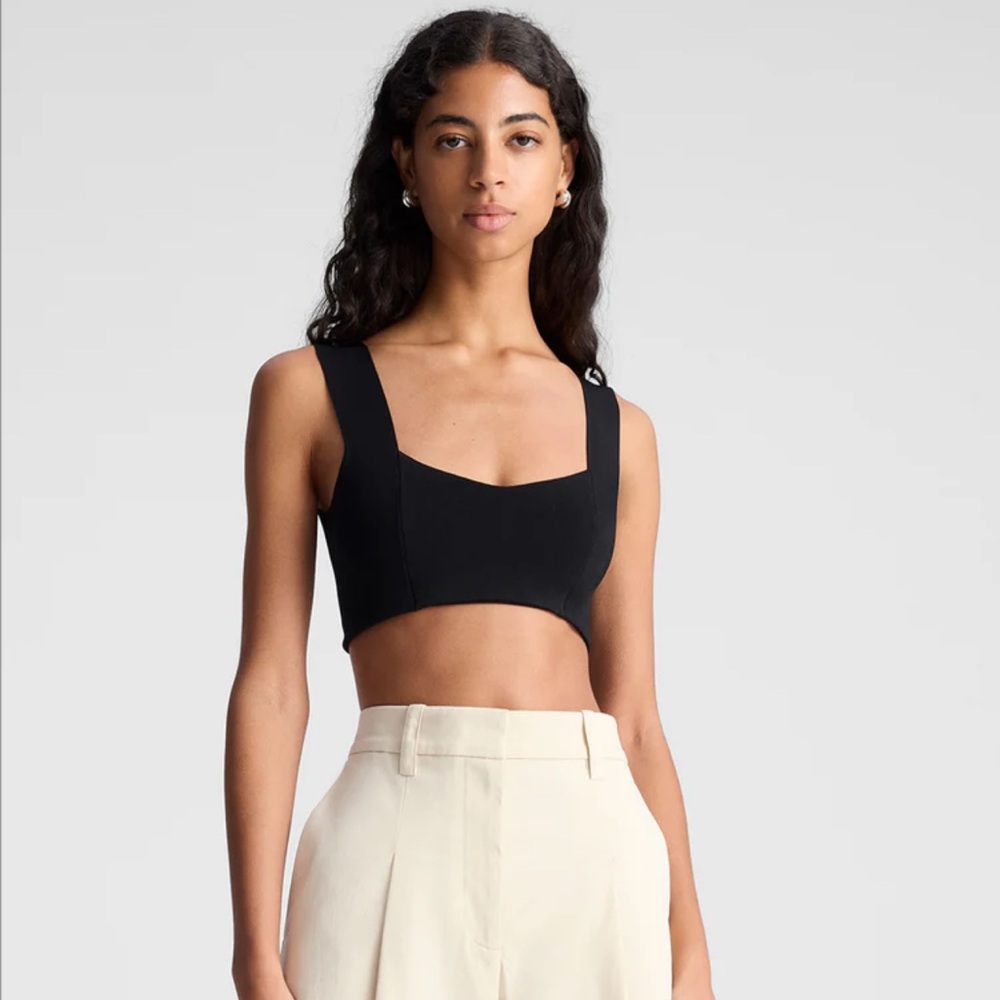 ALC Jordana Compact Knit Crop Top Bra Shirt, Black, Sleeveless, Small, NWT
